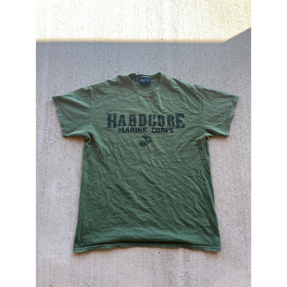 MV Sport Hardcore Marine Corps Graphic T-Shirt Olive Green Medium USMC Tee